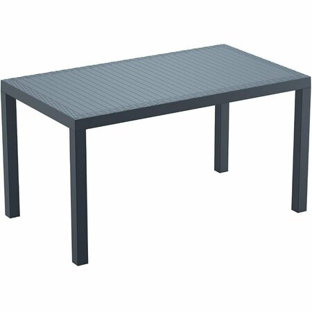 SIESTA 55 in. Orlando Wickerlook Rectangle Dining Table Dark Gray ISP878-DG